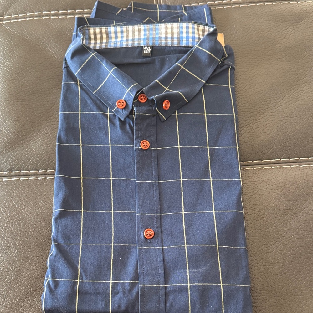 Navy Blue Checkered Men's Shirt